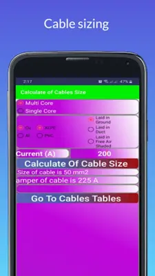 Calculate of Cables Size android App screenshot 1