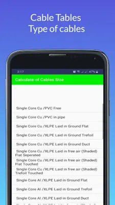 Calculate of Cables Size android App screenshot 5